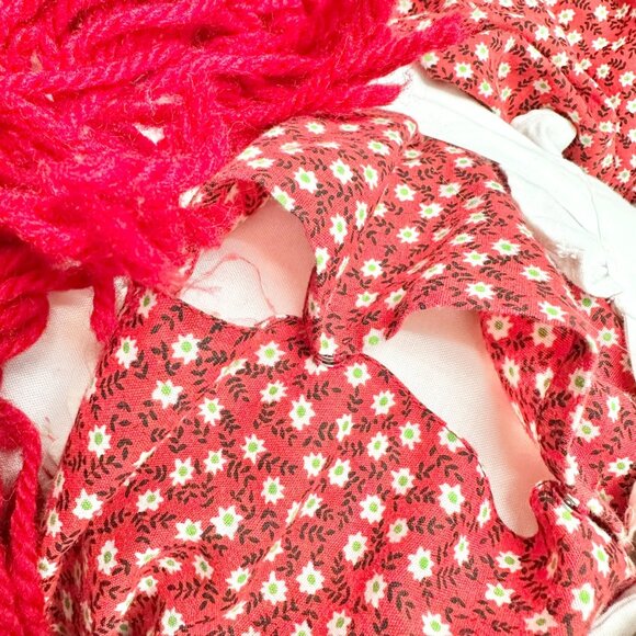 Handmade 1960s Raggedy Ann Andy Dolls Red Yarn Hair Cloth Bodies Classic 34x19 - Picture 12 of 16